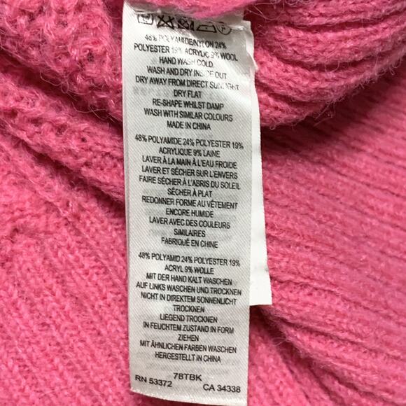 French Connection Madelyn Sweater Size Medium Colorful Pink Orange Cable Knit - Picture 6 of 6